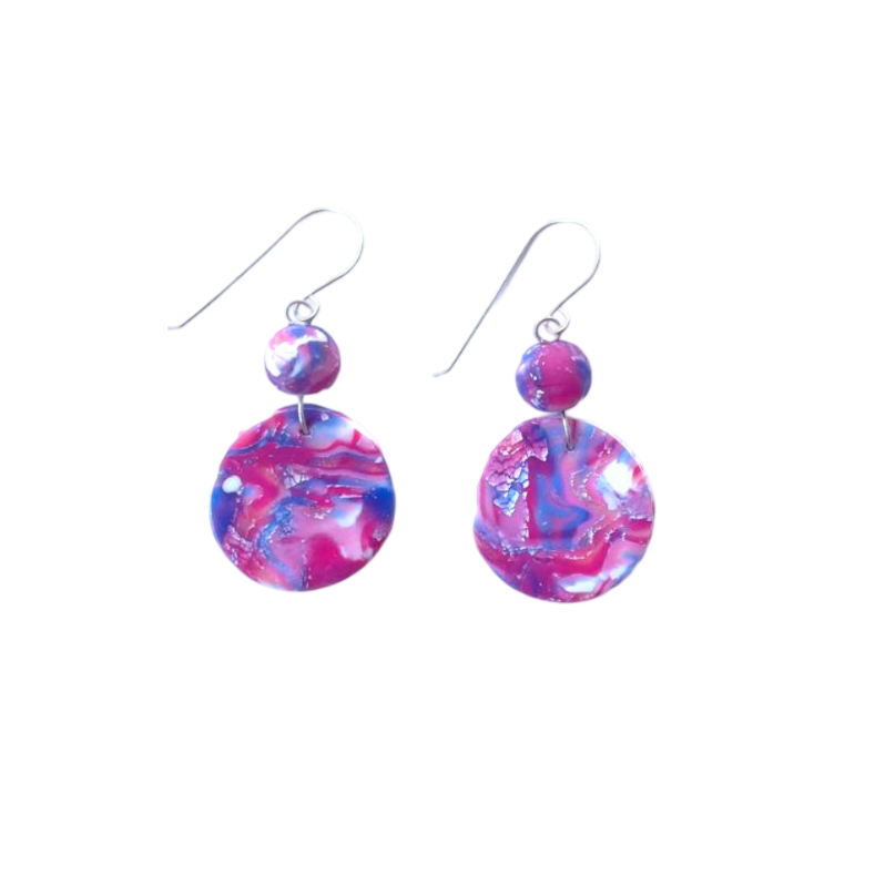 Mokume-Gane Circle Earring