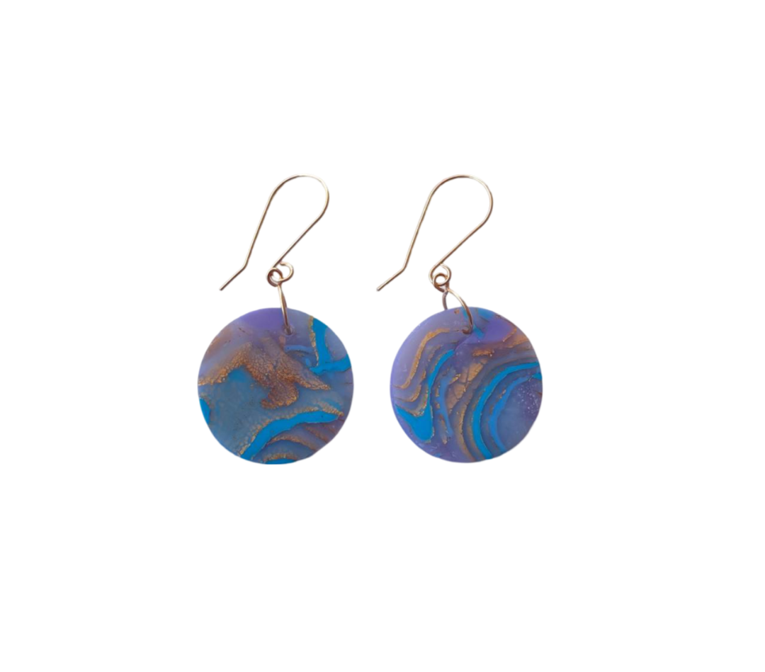 Mokume-Gane Circle Earring