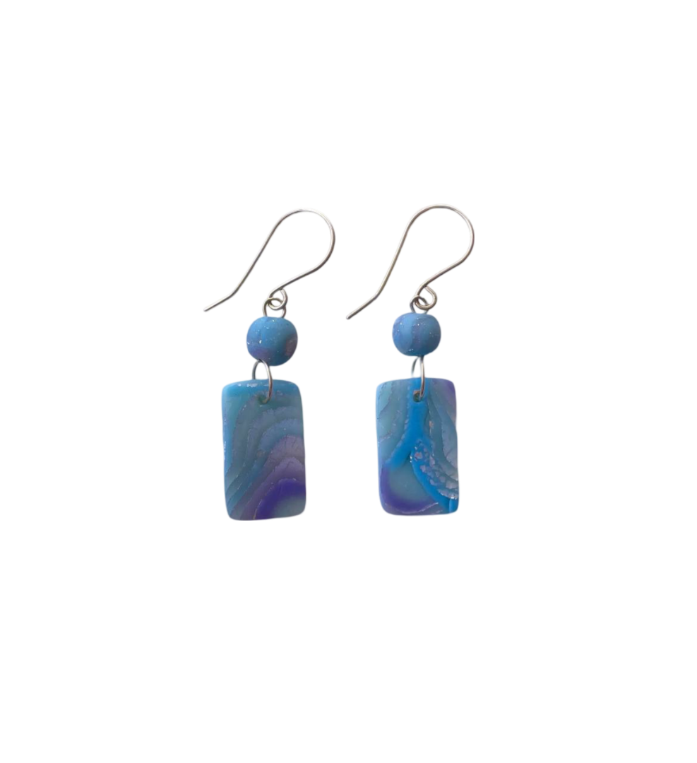 Mokume-Gane Small Rectangle Earring