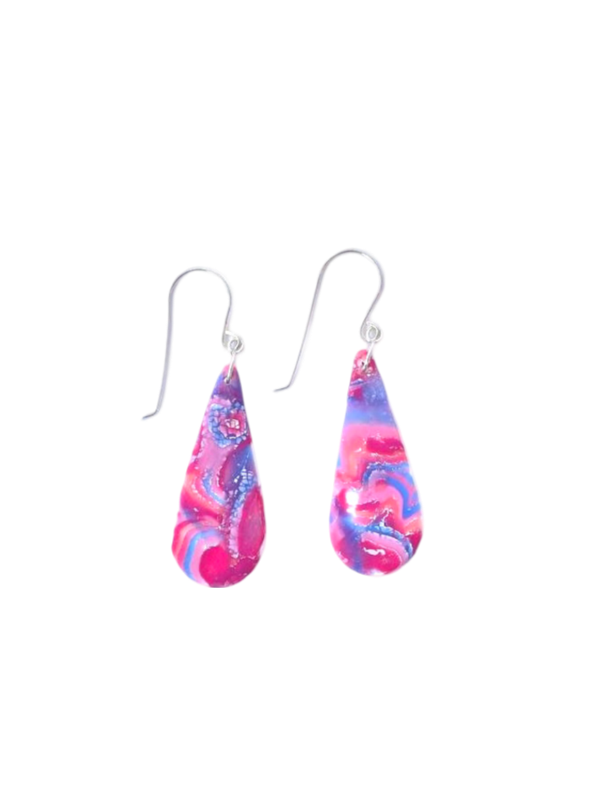 Mokume-Gane Slim Drop Earring