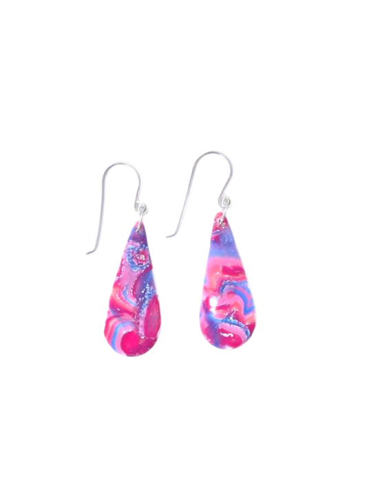 Mokume-Gane Slim Drop Earring