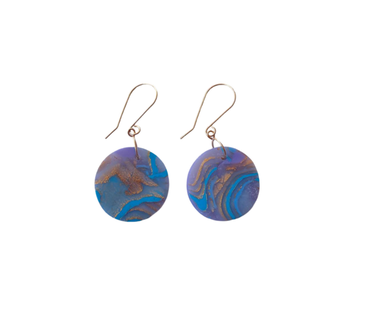 Mokume-Gane Circle Earring