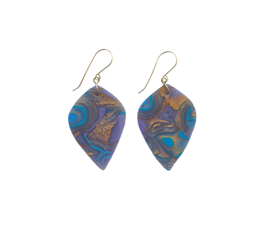 Mokume-Gane Large Leaf Earring