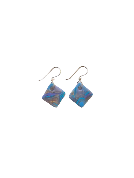 Mokume-Gane Diamond Earring