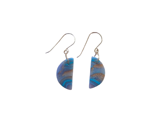 Mokume-Gane Half-Moon Earring