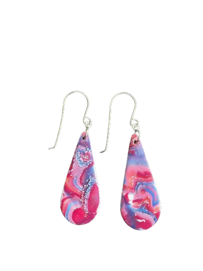 Mokume-Gane Slim Drop Earring